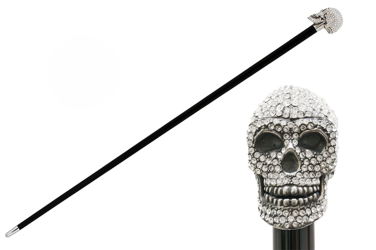 Swarovski Skull Cane – Luxury Handmade Italian Walking Cane with Crystal Handle