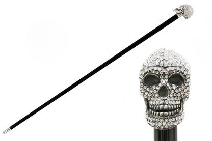 Swarovski Skull Cane – Luxury Handmade Italian Walking Cane with Crystal Handle