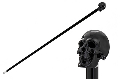 Black Skull Walking Cane – Handmade Italian Luxury With Enameled Skull Handle