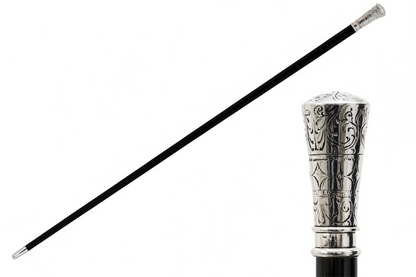 Luxury Walking Cane – Classic Handmade Italian Cane with Silver Plated Handle