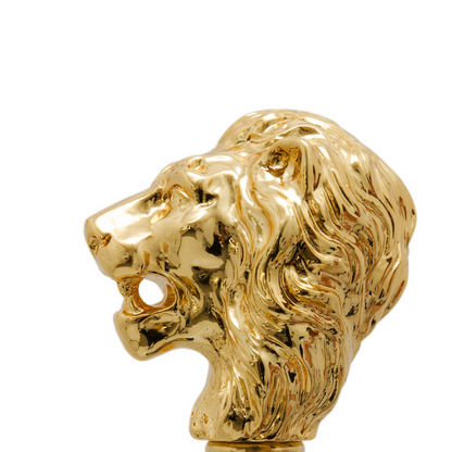 Luxury Walking Cane – Handmade Lion Head Cane Handle with Polished Wood Shaft
