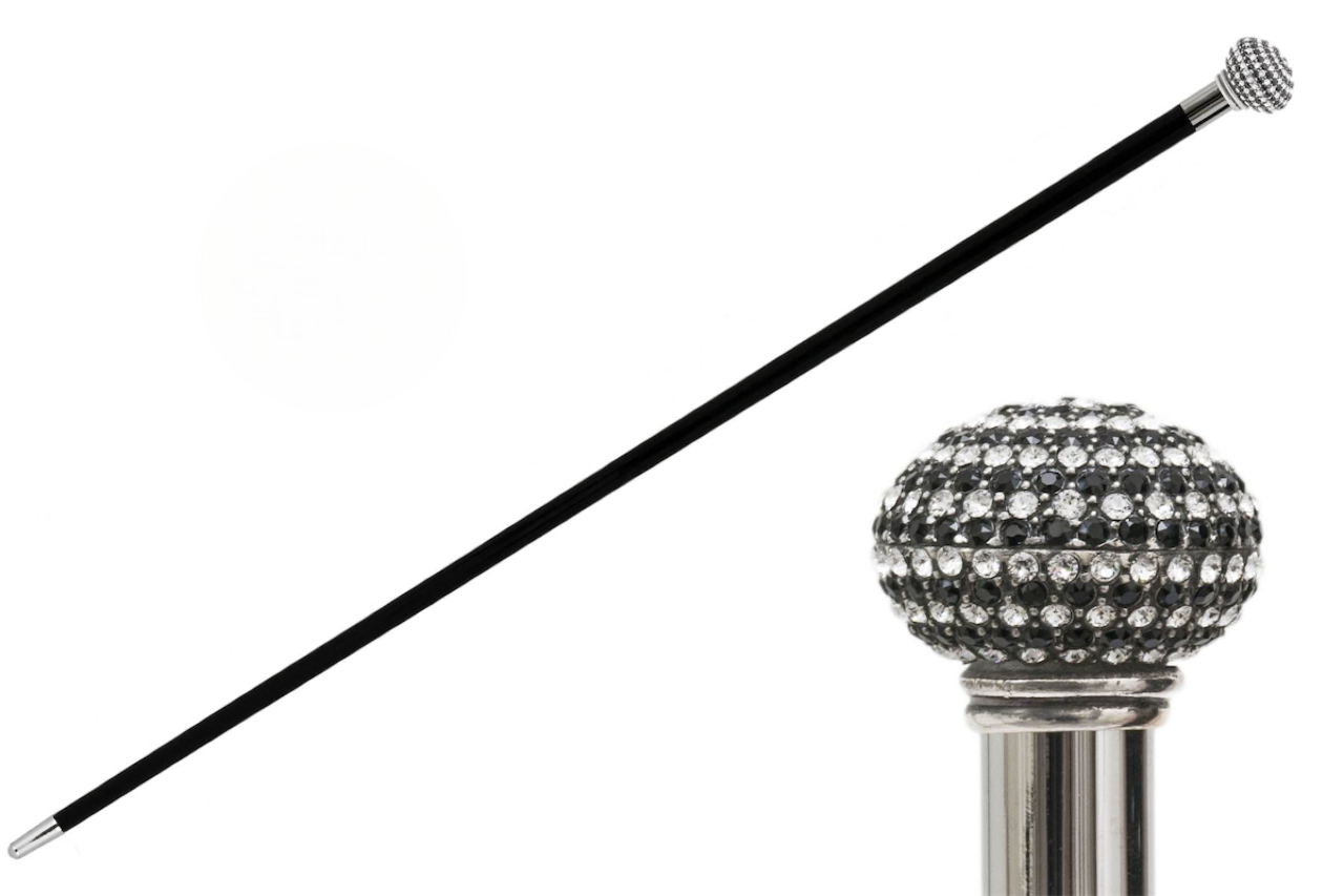 Luxury Walking Cane – Handmade Italian Swarovski Crystal Cane With Polished Wood Shaft
