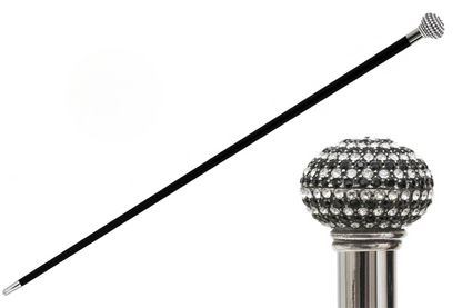 Luxury Walking Cane – Handmade Italian Swarovski Crystal Cane With Polished Wood Shaft