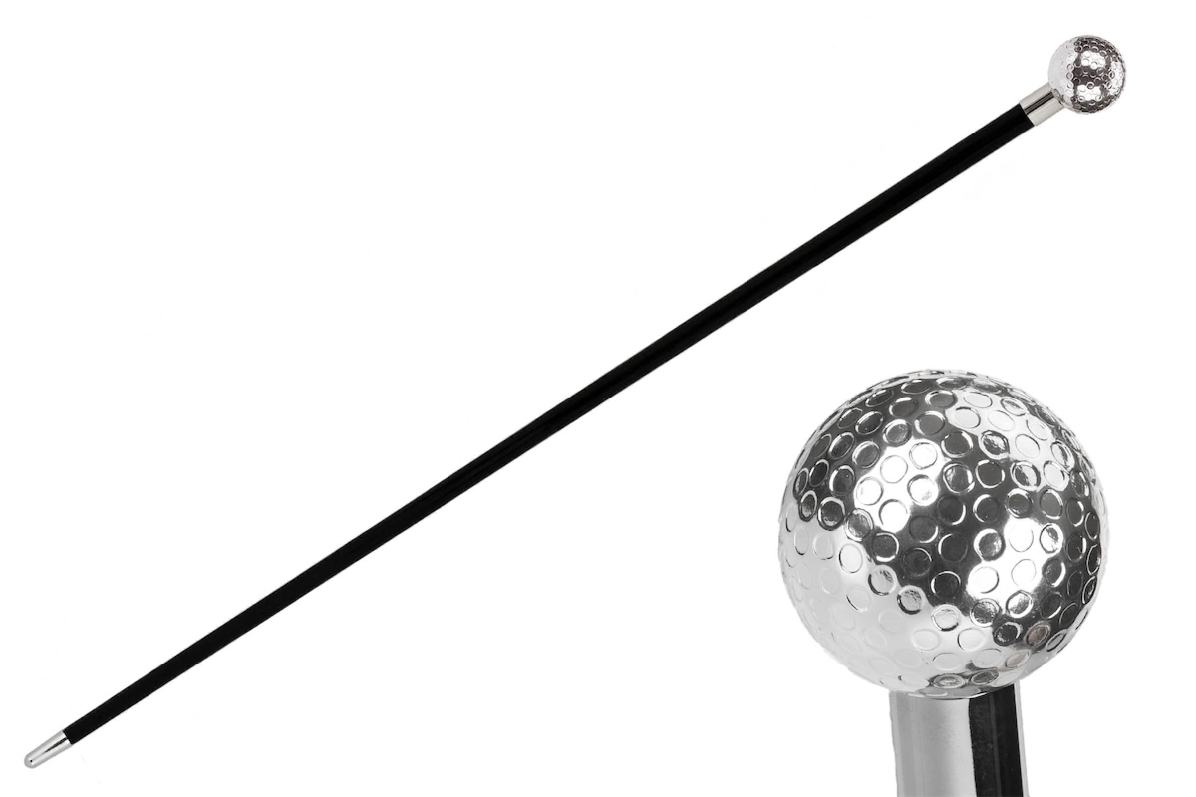 Luxury Walking Cane - Handmade Golf Ball Cane with Silver-Plated Handle & Durable Wood Shaft