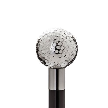 Luxury Walking Cane - Handmade Golf Ball Cane with Silver-Plated Handle & Durable Wood Shaft