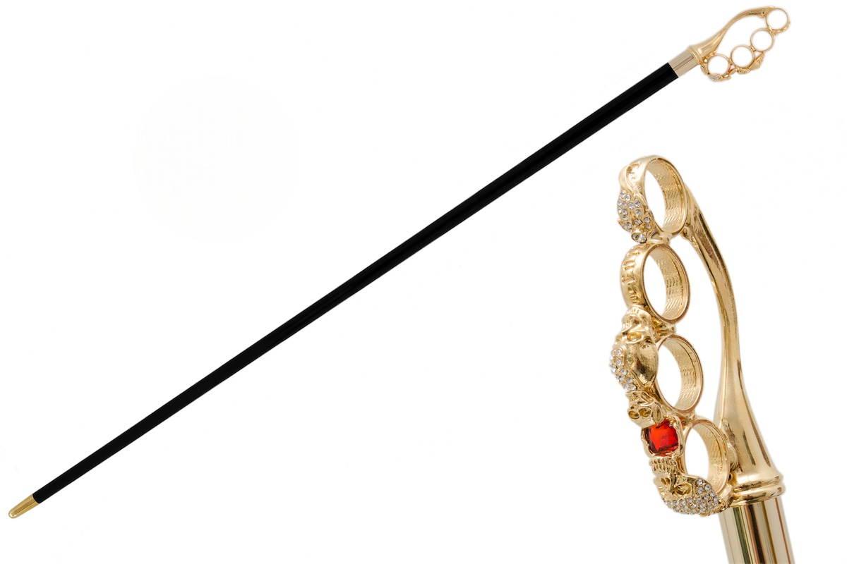 Luxury Walking Cane – Brass Knuckles Handmade Italian Artisan Cane with Swarovski Crystals