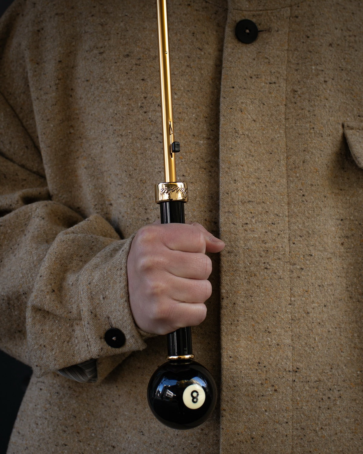 billiard umbrella with 8 ball handle