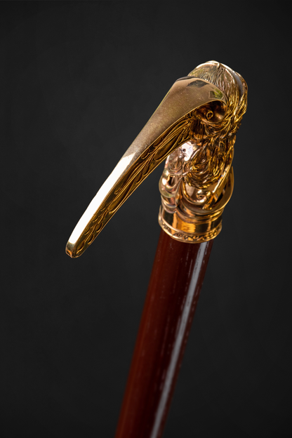 Art Nouveau Nature’s Queen brass handle walking cane by ARTWalkingSticks with elegant floral design and polished brass finish.