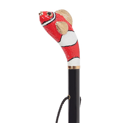 Red Fish Shoehorn – Handmade Italian Shoe Horn with Enameled Brass Handle & Wood Shaft
