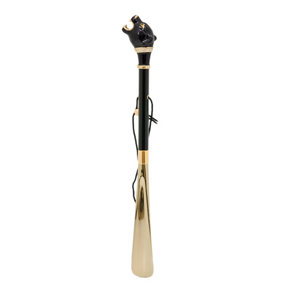 Black Panther Shoehorn – Handmade Italian Long Handled Shoe Horn With Enameled Brass Handle