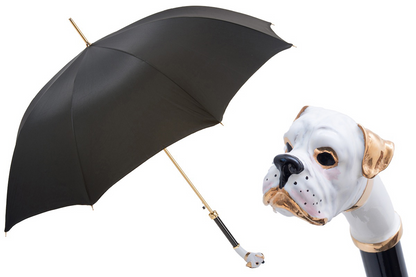 Boxer Dog Umbrella – Handmade Italian Luxury Rain Umbrella with Enameled Brass Handle