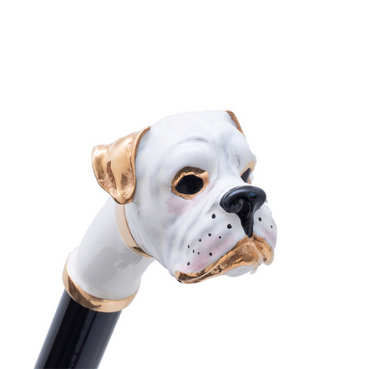 White Boxer Shoehorn – Handmade Italian Shoe Horn with Enameled Brass Handle