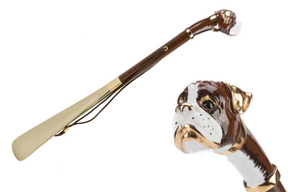 Boxer Handle Shoehorn – Handmade Italian Long Handled Shoe Horn with Wooden Shaft