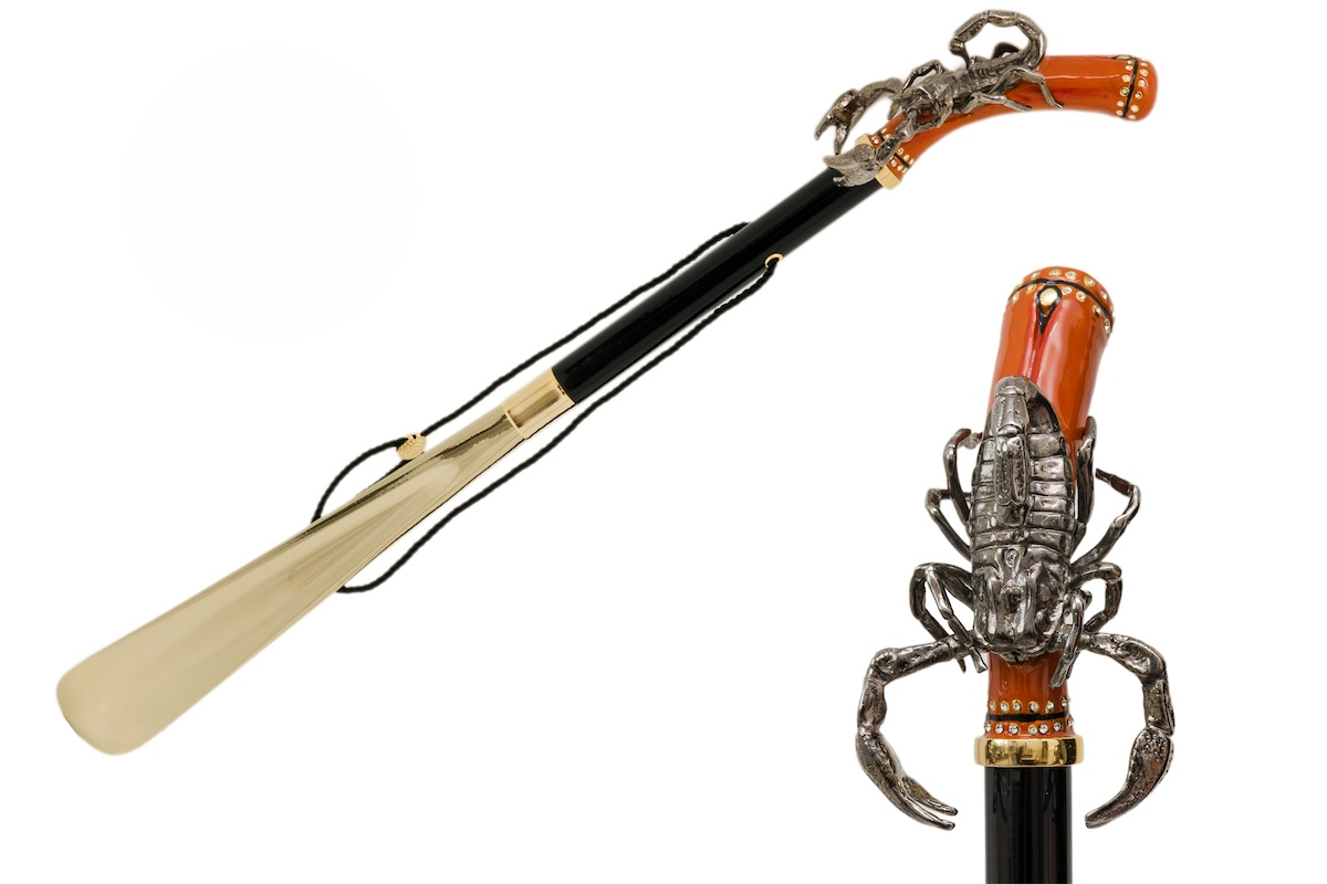 Luxury Scorpion Shoehorn – Handmade Italian Designer Shoe Horn with Brass Handle