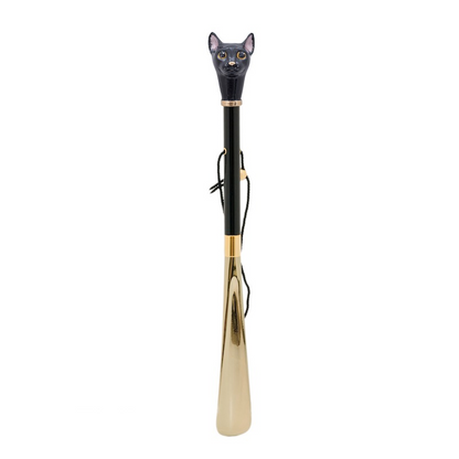 Black Cat Shoehorn – Handmade Enameled Brass Handle | Italian Crafted Luxury
