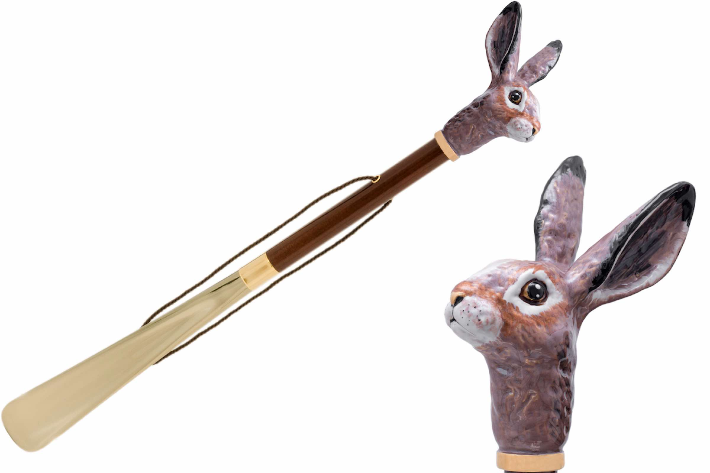 Luxury Shoehorn – Handcrafted Italian Design with Enameled Brass Handle & Wooden Shaft