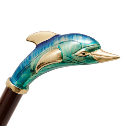 Enameled Handle Shoehorn – Luxury Italian Dolphin Handle Shoehorn with Wood Shaft