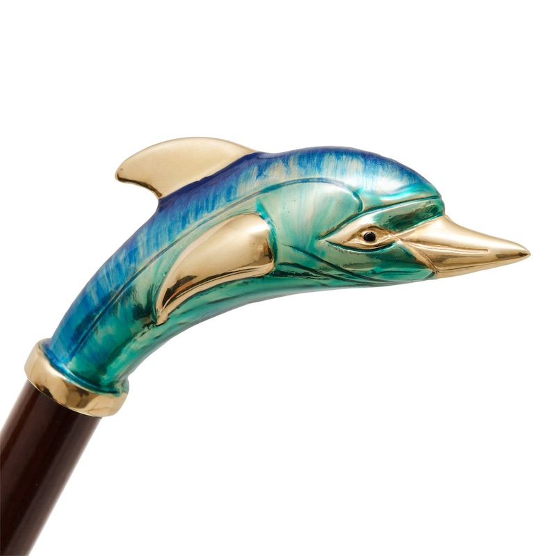 Enameled Handle Shoehorn – Luxury Italian Dolphin Handle Shoehorn with Wood Shaft