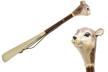 Squirrel Shoehorn – Handcrafted Italian Long Handled Shoe Horn With Enameled Brass Handle