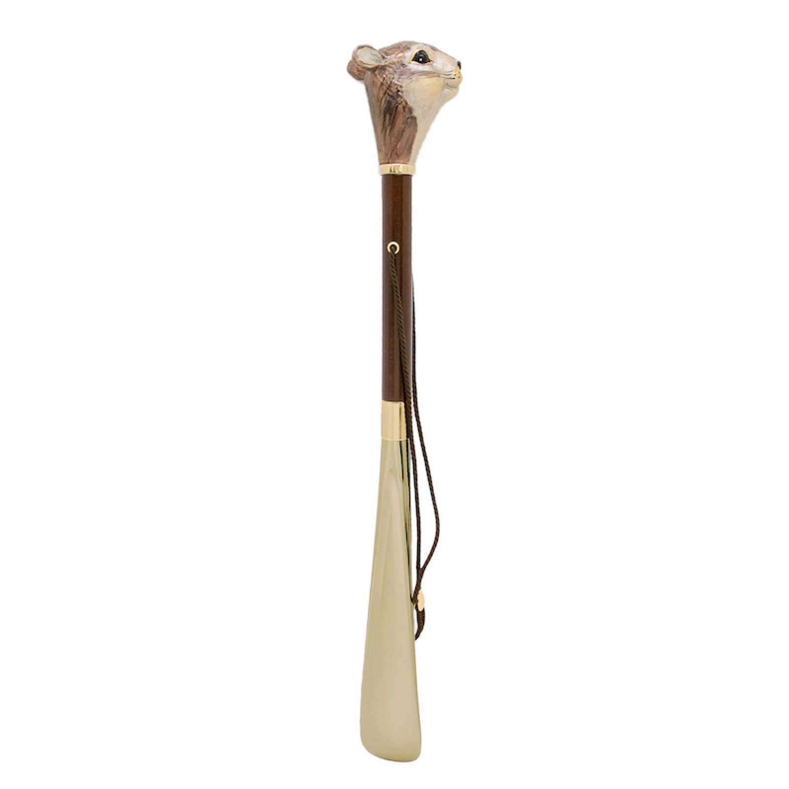 Squirrel Shoehorn – Handcrafted Italian Long Handled Shoe Horn With Enameled Brass Handle