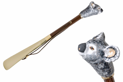 Italian Brass Shoehorn – Handcrafted Koala Handle, Wooden Shaft, Luxury Gift Box