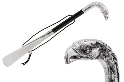 Silver Eagle Shoehorn – Long Handled Artisan Shoe Horn With Wooden Shaft