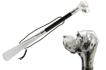 Silver Labrador Shoehorn - Handmade Long Handled Luxury Shoe Accessory