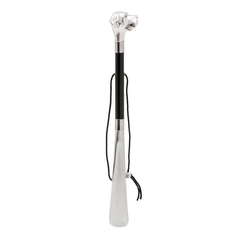 Silver Labrador Shoehorn - Handmade Long Handled Luxury Shoe Accessory