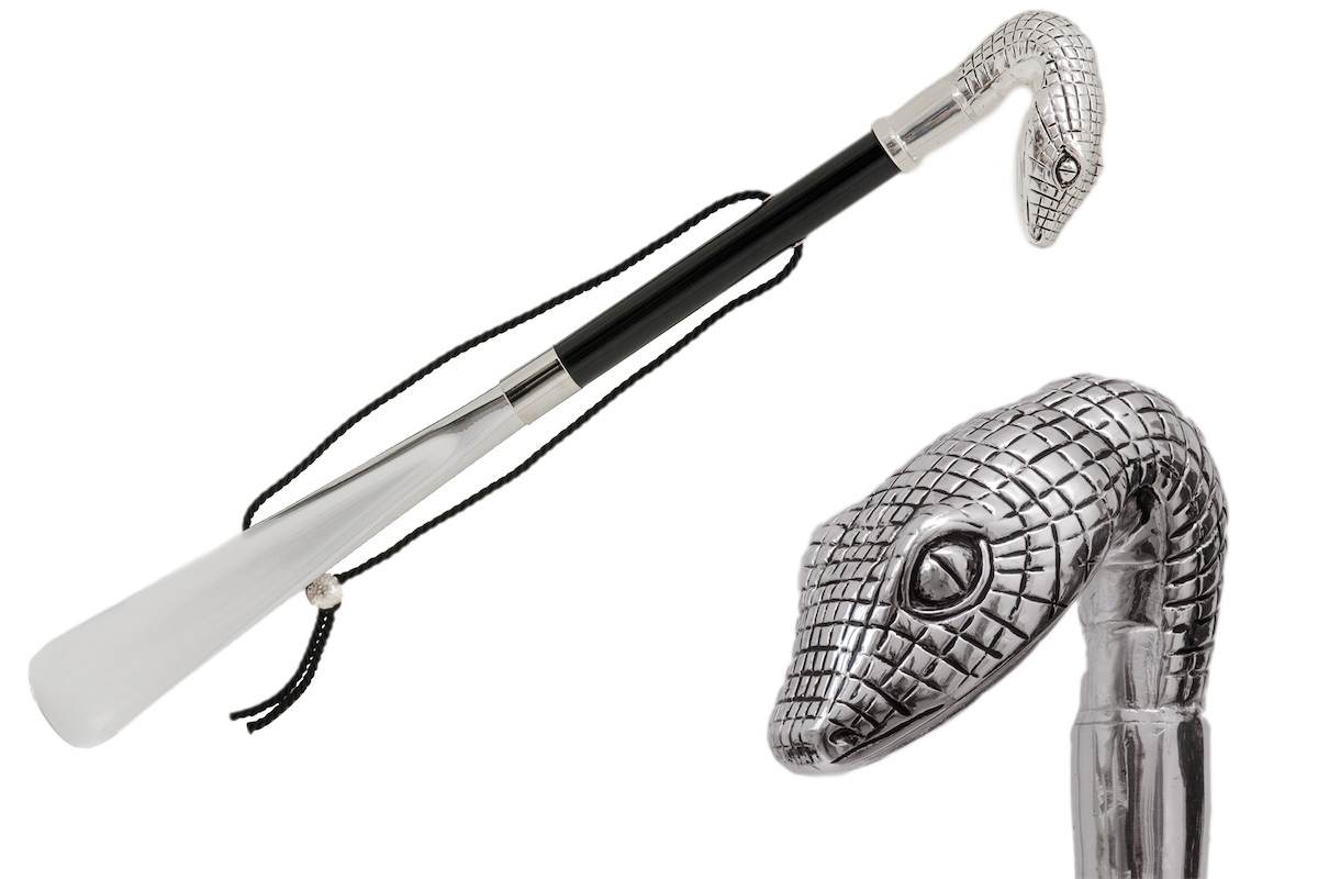 Luxury Shoehorn | Snake Head Handle - Handmade Italian Long Handled Design