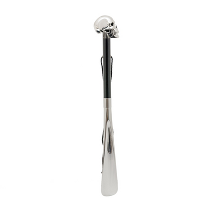 Silver Skull Shoehorn – Handcrafted Italian Long Handled Resin Handle Tool