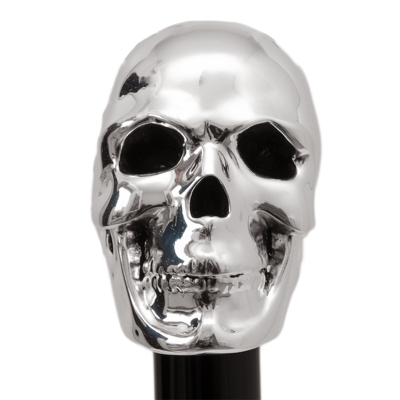 Silver Skull Shoehorn – Handcrafted Italian Long Handled Resin Handle Tool
