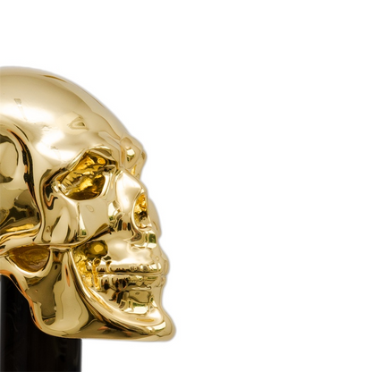 Gold Skull Shoehorn – Handcrafted Long Handled Italian Gift with Gilt Resin Handle