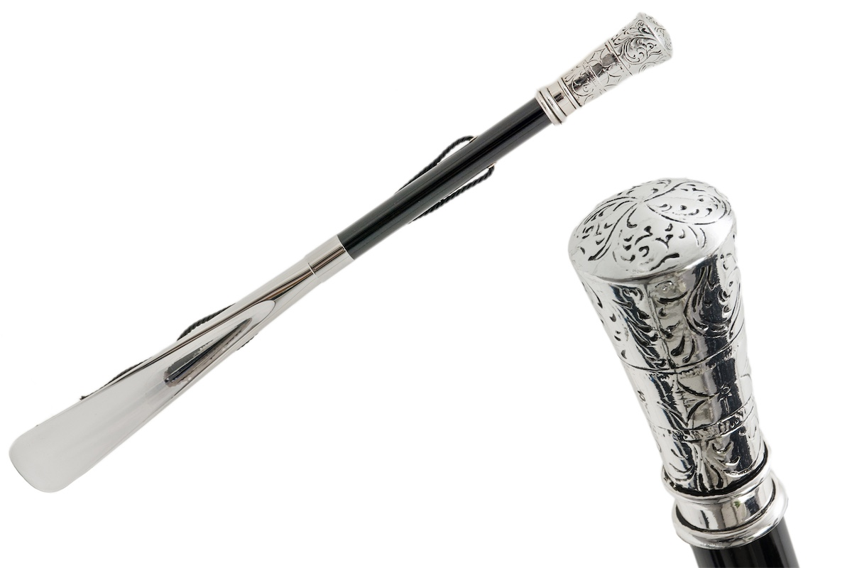 Silver Plated Shoehorn – Classic Handmade Italian Shoe Horn With Wooden Shaft