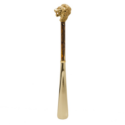 Luxury Shoehorn – Gold Lion Handle, Handcrafted Italian Long Handled Shoe Horn