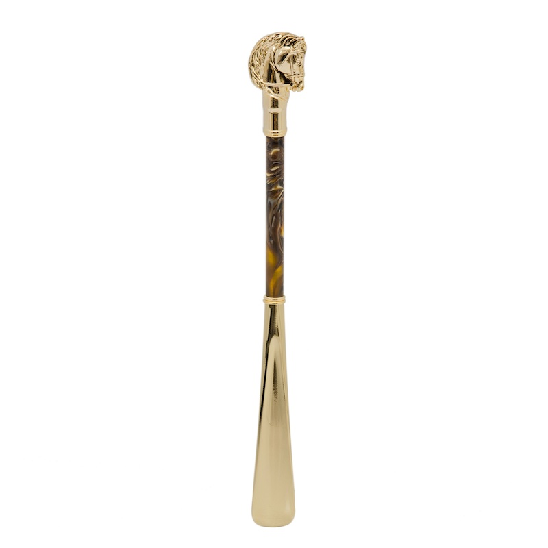 Gold Horse Shoehorn – Handcrafted Long Handled Luxury Shoe Horn Accessory