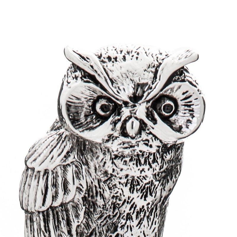 Silver Owl Shoehorn – Handmade Italian Long Handled Wood Shaft Accessory