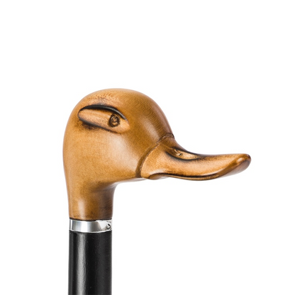Hand Carved Duck Umbrella – Italian Handmade Automatic Open Wooden Handle