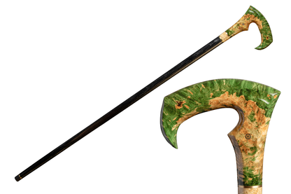 green burl handle walking cane