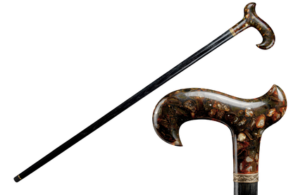 handcrafted walking cane with amber handle