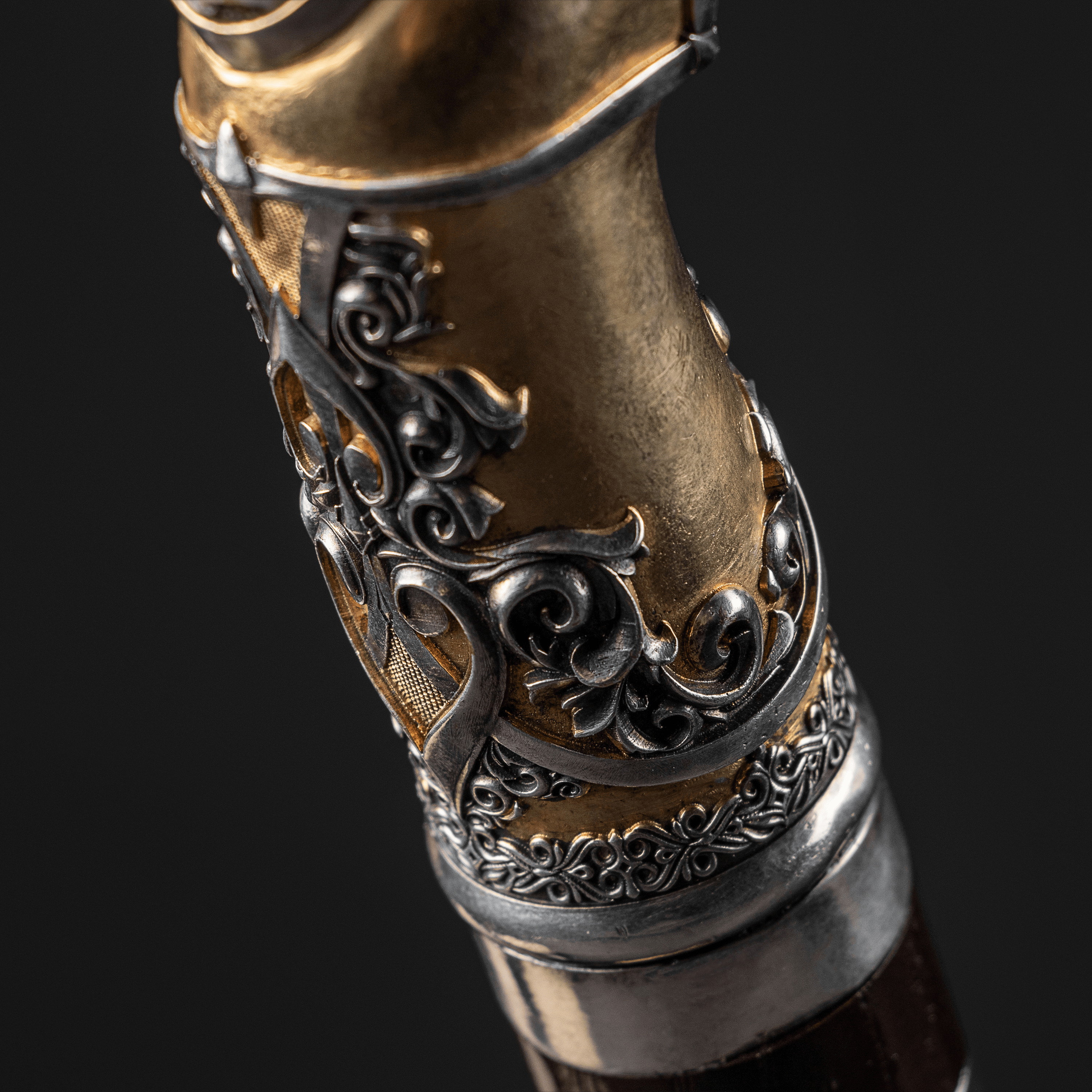 Handmade antique fancy walking cane by ARTWalkingSticks featuring intricate carved details and a polished wooden finish.
