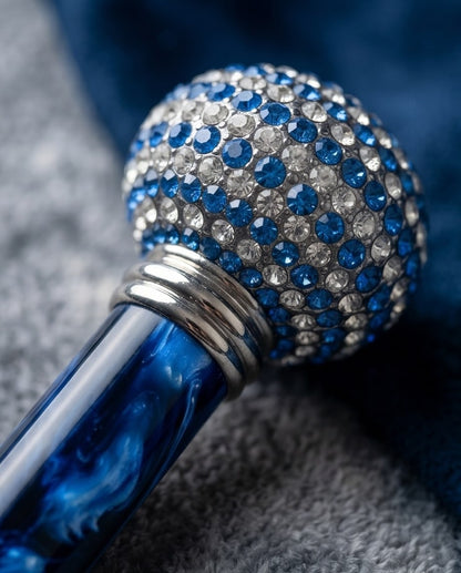 Pasotti Swarovski handle shoehorn with bicolor design, handcrafted luxury Italian shoehorn with elegant Swarovski details.