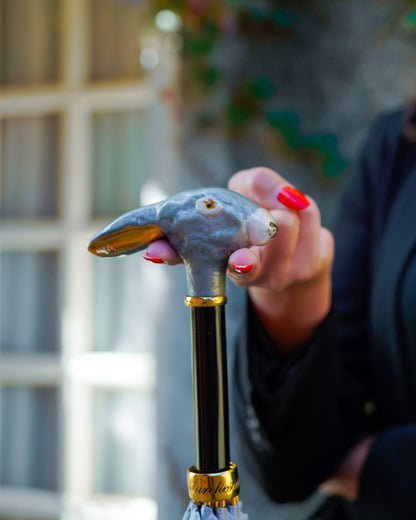 Exclusive Rabbit Umbrella – Elegant Gradient Grey Luxury Design
