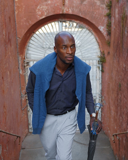 Italian handmade men's umbrella with 24K gold-plated enameled monkey handle, showcasing intricate craftsmanship and luxurious details.