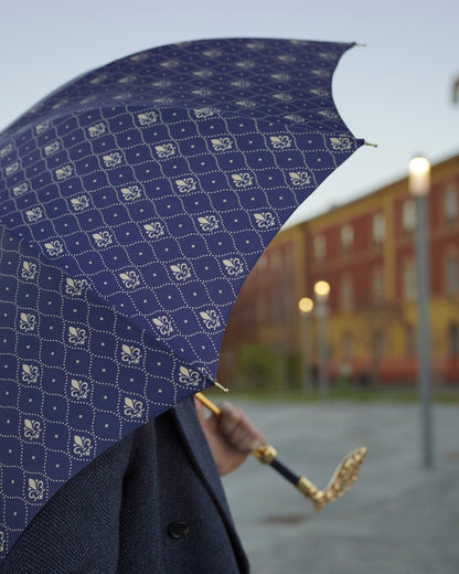 Men's luxury handmade Italian rain umbrella with gold-plated handle, stylish waterproof umbrella for men by Ilmarchesato.
