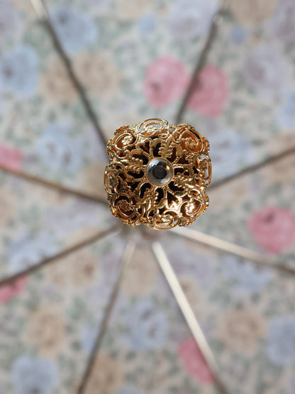 Flowered Parasol – Handmade Italian Umbrella | Manual Opening, Rainproof Polyester Canopy