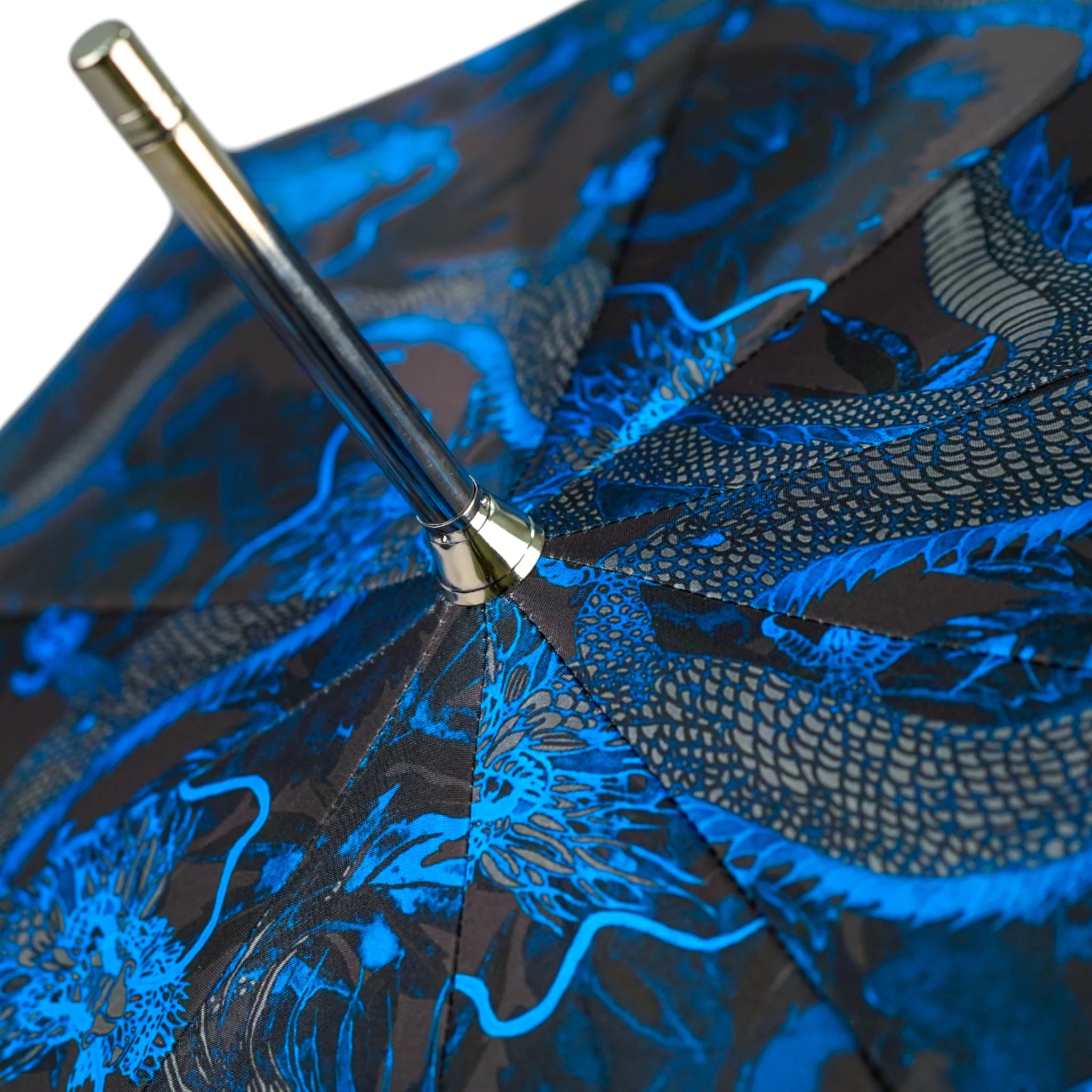 Luxury Ilmarchesato dragon artwork umbrella for men with modern design, handcrafted and detailed with intricate dragon illustrations.