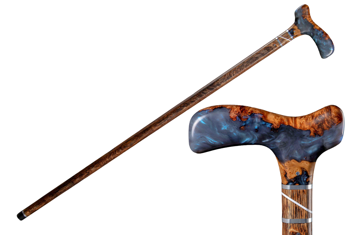 luxury wood and resin walking stick