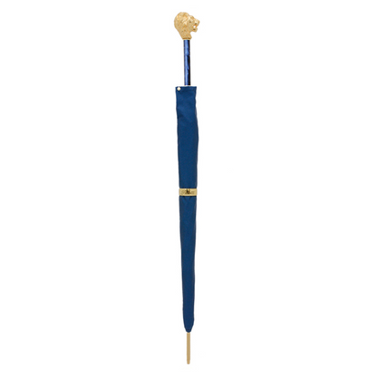 Blue Luxury Umbrella – Italian Handmade Automatic Open Umbrella with Lion Handle