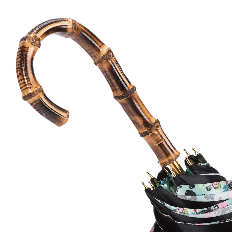 Butterfly Print Umbrella – Handmade Italian Bamboo Handle Rain Protection