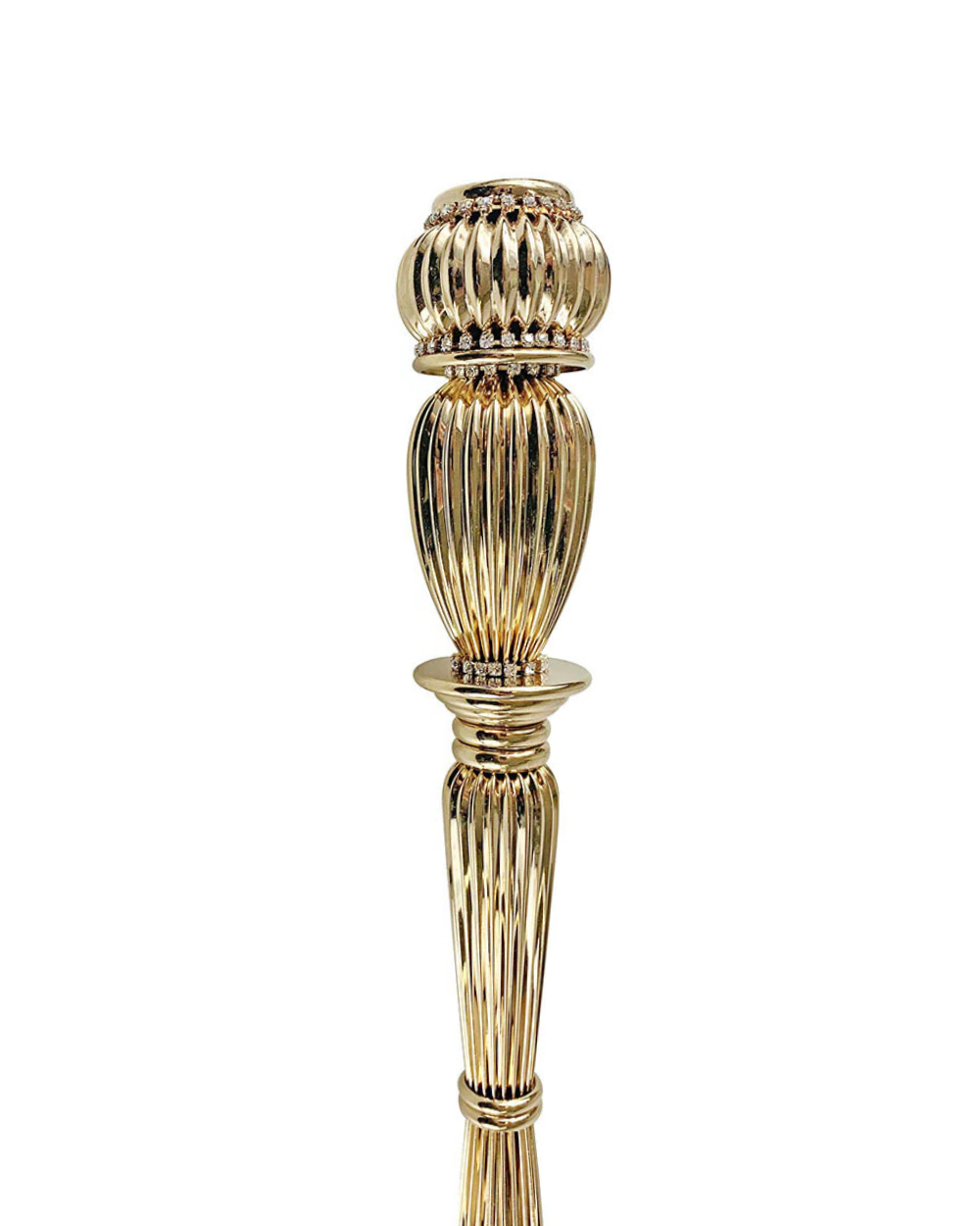 Luxury gold walking cane by Ilmarchesato featuring a handmade brass design and decorative handle for elegant support.